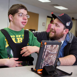 man using tablet