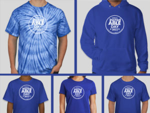Photo of tshirts and sweatshirt - royal blue with white incredBLE Day logo