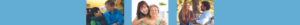 Three photos of smiling caregivers with supported individuals.